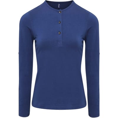 Premier Dames/dames Long John Roll Mouwen Tee (Indigo)