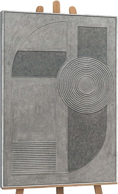 Canvas schilderij 120x80 cm handgeschilderd grijze akkoord – YS-Art Gallery – Lijst: Antiek – Luxe wanddecoratie