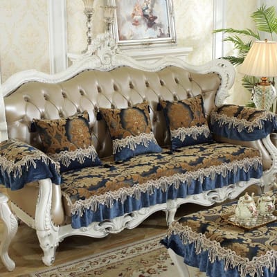 Europese High-end Jacquard Dubbellaags Chenille Rok Donker Bankkussen Siliconen Antislip Bankzitkussen 65*70+18cm