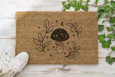 Mushroom | 60x40 cm | Nieuwe huis cadeau | Ingangsmat | Deurmat met stijl | Verhuizing cadeau | Praktisch & trendy | Perfect voor binnenkomst | Cadeau voor nieuwe woning