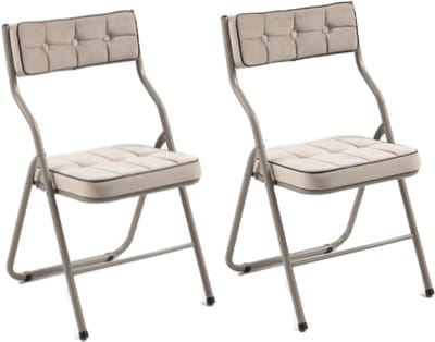 Opvouwbare stoelen 2 pak - Opvouwbare eetkamerstoelen met kussen, draagbaar en gemonteerd Opvouwbare extra stoel voor gasten Keuken Kantoor Khaki