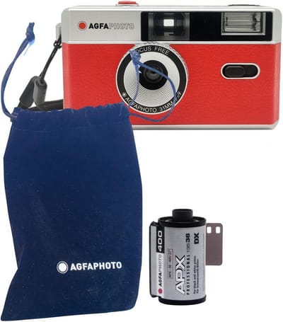 Analoge 35mm Compactcamera Rood - Inclusief Zwart/Wit Film & Batterij