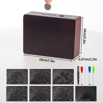 Geld Besparende Doos Contant Geld Kluisje Plastic Besparings Uitdaging Doos Spaarvarken met Geld Doelen Cijfers voor Kinderen Volwassenen Muntjesbank tirelire black