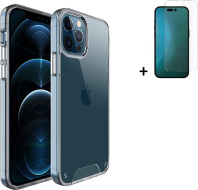 MoDo hoesje Geschikt voor iPhone 14 Pro Max - Hard Case Back Cover - Transparant met screenprotector