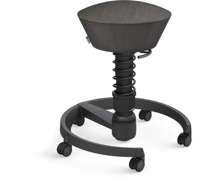 Aeris Swopper Gabriel - ergonomische bureaukruk - zwart onderstel - schiefergrijs gemêleerde zitting - harde wielen - wol - standaard