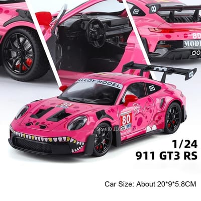 1:24 Schaal 911 Gt3 Rs Miniatuur Sportwagen Model Speelgoed Legering Spuitgietwerk Deuren Geopend Terugtrekken Schokabsorptie Simulatie Supercars