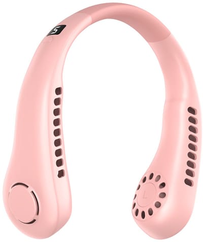 Fan - aircooler-Draagbare nekventilator - Bladloos turbineontwerp - 5 snelheden met LED-display - USB oplaadbare handsfree ventilator - Lichtgewicht en stil - Ideaal voor fietsen, thuis en in de zomer - Roze