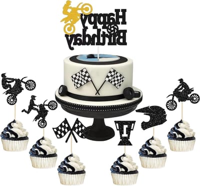 EGoods - Motorfiets Taartdecoratie Verjaardag Feestartikelen Set van 13 stuks