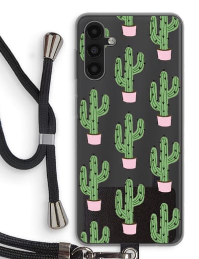 Case Company® - Hoesje met koord geschikt voor Samsung Galaxy A13 5G hoesje met Koord - Cactus Lover - Telefoonhoesje met Zwart Koord - Bescherming aan alle Kanten en Over de Schermrand