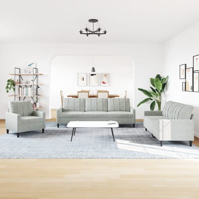 vidaXL - 4-delige - Loungeset - met - kussens - fluweel - lichtgrijs