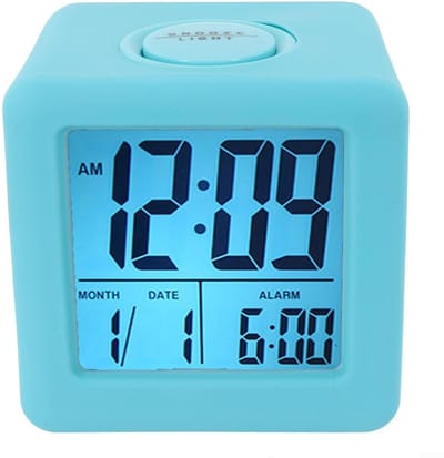 Allecto - LCD Wekker - Digitale Wekker - Snooze-functie - Blauw - Siliconen Beschermhoes - 12/24 Uur - Geschikt voor Thuis - Zachte Vierkante Vorm