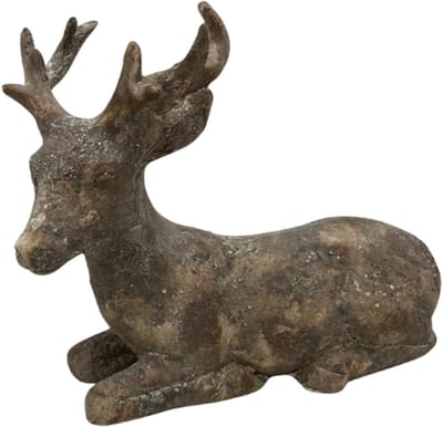 Decoratiebeeld Hert liggend vintage licht bruin steen maat M 27 x 12 cm | 824451 | Home Sweet Home | Stoer & Sober Woonstijl