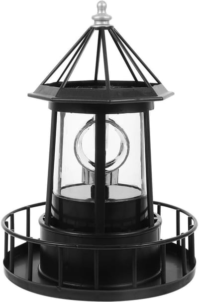 longziming -Zonne-energie Vuurtoren Lamp - Decoratieve Baken Verlichting - LED Tuinlamp - Roterend Lichteffect - Automatische Lichtsensor - Kabelvrije Installatie Voor Sfeer - 1 Stuk