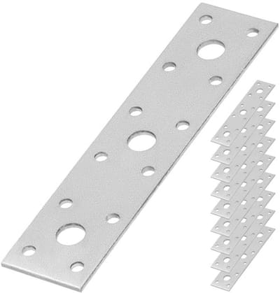 Set van 9 platte verbinders voor houten constructies - 150 mm x 35 mm - geperforeerde verzinkt zilveren platen