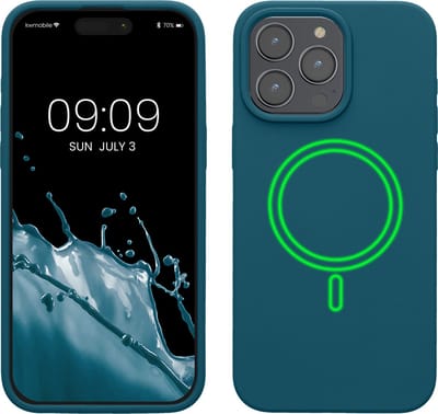 kwmobile telefoonhoesje geschikt voor Apple iPhone 15 Pro Max - Hoesje met magneet compatibel met MagSafe - Smartphone case in mat petrol