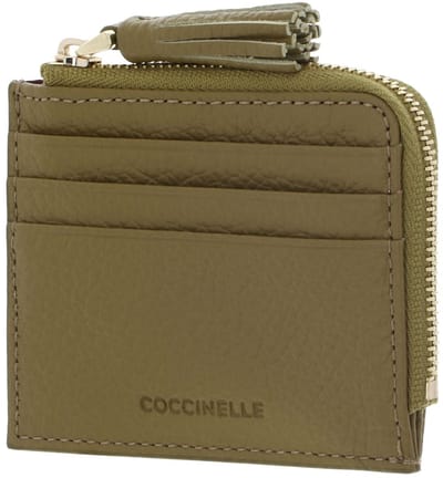 COCCINELLE Leren kaarthoes Tassel Credit Card Holder Seagrass kaki