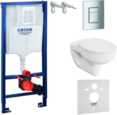 GROHE SOLIDO ARCTIC - Luxe Inbouw WC Frame - Chromen Even Drukplaat - Wit Hoogglans - Rimless Toiletset Compleet