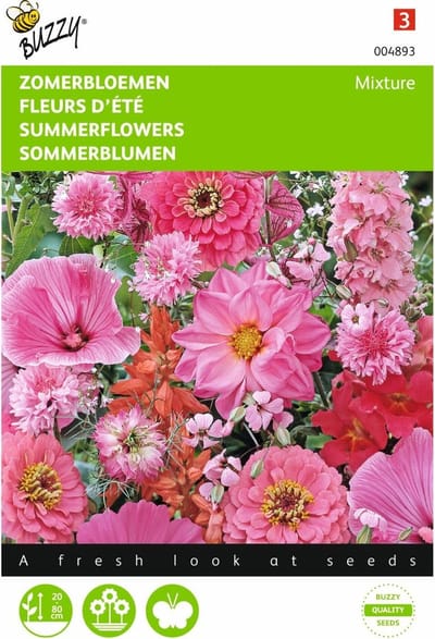 Zomerbloemen roze en rode tinten - set van 6 stuks