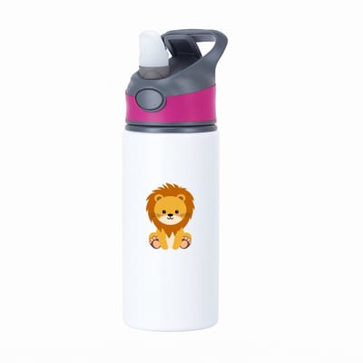 Hacebo® - Leeuwen waterfles met rietje roze - Leeuw - Dieren liefhebbers - Dierentuin - dieren - water fles - 650ML
