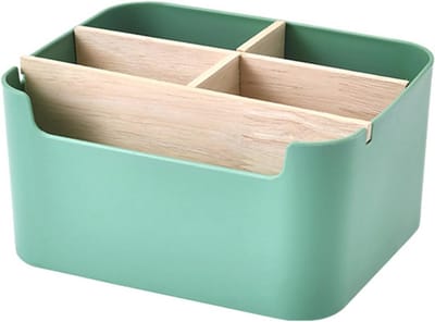 Bureau-organizer met 5 vakken van bamboe - Desk organizer met penhouder en opbergdoos - Geschikt voor pennen, cosmetica en notities
