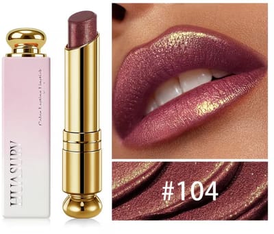 Parelmoer Lippenstift Paars Goud – Metallic Shimmer Lipstick met Gouden Glans – Langhoudende Lippenstift