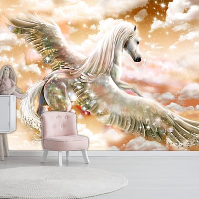 Fotobehang – Behangpapier - Fotobehang - Pegasus (Orange) 100x70 - Artgeist