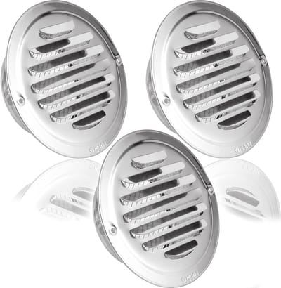 LDHHYH Pack of 3 ventilation grille, 100 mm, stainless steel, ventilation grille, 100 mm, round, insect protection, weatherproof, ventilation grille, round, ventilation grille, stainless steel