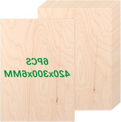 A3 Birkenschepen 6 mm - 6 Stuks Dun Hout voor Creatieve Projecten, Houtsnijwerk, en Modelbouw