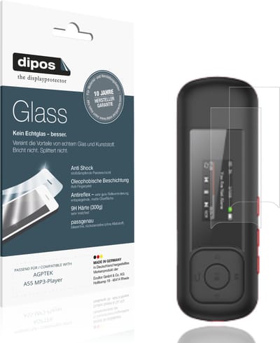 dipos – 2x Matte Pantserfolie geschikt voor AGPTEK A55 MP3-Player | 9H Screenprotector