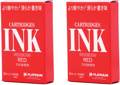 Platinum - Vulpeninkt - 2 doosjes patronen - Rood - 2x 10