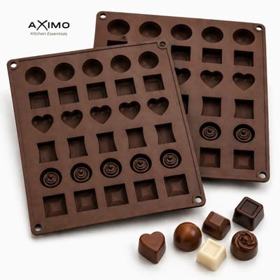 AXIMO Siliconen Chocolade Mal 30 Vormen – 2 stuks - Bonbon Mal – Flexibel & Anti-aanbak – BPA-vrij – Voor Chocolade, IJsblokjes & Snoep