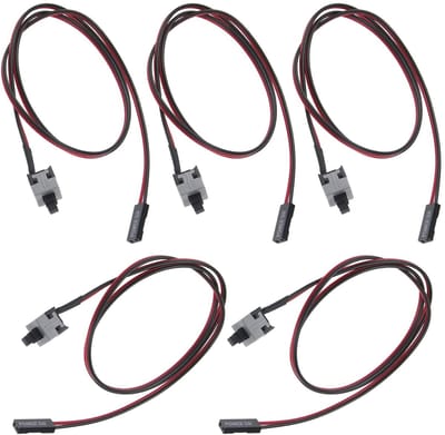 Allecto - 5 stks PC Voedingskabel - 2 Pin Switch - Eenvoudig te installeren - Rood en zwart - Geschikt voor ATX-computers - 50 cm
