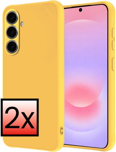 Hoesje - 2 Stuks - Geschikt voor Samsung Galaxy A37 - Sterk & Shockproof - Case Siliconen - Back Cover - Telefoon Hoes - Geel