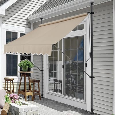 Klemmmarkise Zandkleurig 400x120 cm zonder boren - Zonnescherm voor Balkon en Terras