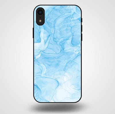 Smartphonica Telefoonhoesje voor iPhone Xr met marmer opdruk - TPU backcover case marble design - Lichtblauw geschikt voor Apple iPhone XR
