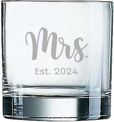 Gegraveerde Whiskeyglas 38cl Mrs. Est. 2024
