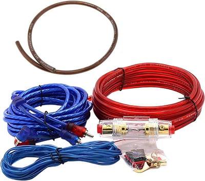 Auto Versterker Kabelset - Audio Installatie - Krachtige Audio - Hoge Stroom Capaciteit - 8AWG 1800W - Rood Blauw