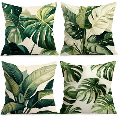Zomer Tropische Groene Bladeren Kussens Kussensloop Polyester Kussenhoes Sierkussen Kussenhoes Huis Auto Sofa Decor 45x45cm