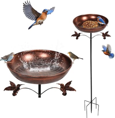 Stijlvolle metalen vogelbad met verstelbare standaard, winterbestendig en vorstbestendig, ideaal voor tuinvogels, L 25 × H 81 cm