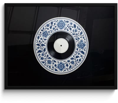 Poster in lijst - Fotolijst 70x50 cm - Posters - Vinyl - LP - Delfts Blauw - Muziek - Posterlijst zwart - Decoratie - Wanddecoratie woonkamer - Muurdecoratie slaapkamer