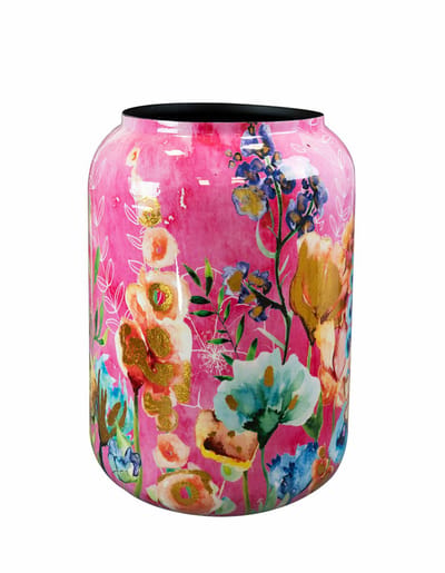 TS Collection Vaas Fiesta Fuchsia - roze - metaal/epoxy - D30 x H42 cm - bloemenvaas - Designed by Lammie