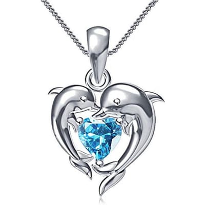 Huitan Romantische Liefde Dolfijn Hanger Ketting voor Vrouwen Exquise Cadeau Huwelijksceremonie Feest Unieke Accessoires Mode Sieraden 45cm gray