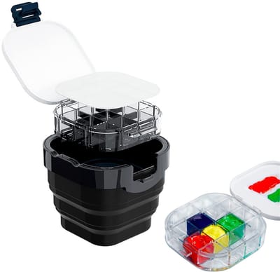 Dailygoody - Opvouwbare verf borstel wasmachine - Verf palet doos - Lichtgewicht en handig - Zwart - Voor aquarel en acryl schilderijen - Ideaal voor