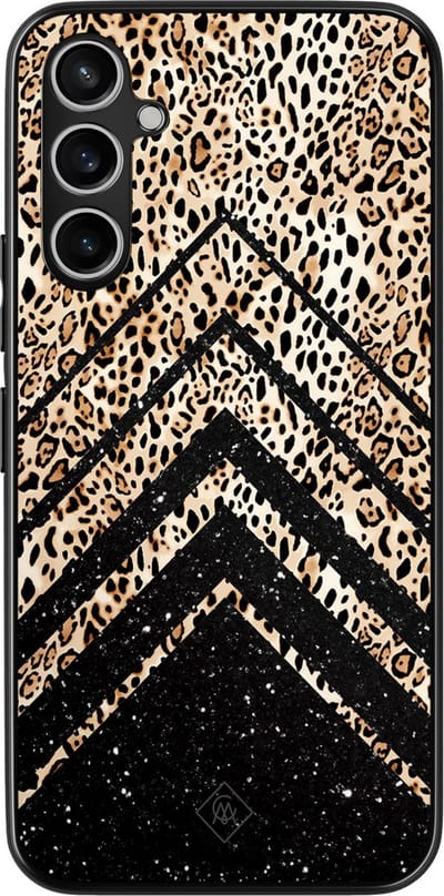Casimoda® hoesje - Geschikt voor Samsung Galaxy A15 - Chevron Luipaard - Zwart TPU Backcover - Luipaardprint - Zwart