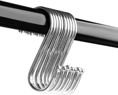 Lemlit S-Haken 10 Stuks - RVS Ophanghaken 7x5 cm - Metalen Haken voor Keuken Badkamer Kledingkast en Garderobe - Zilver​