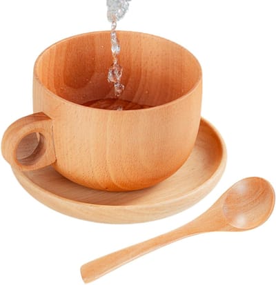 Houten Theekopjes - Natuurlijk Servies - Buiten Genieten - Optimale Warmte Opslag - 29 cl - Natuurlijk Hout