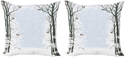 ABAKUHAUS Winter Kussenhoes Set – 2x40x40 cm – Dubbelzijdig bedrukt – Zwart Grijs Wit