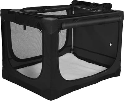 Hondenbench Opvouwbaar - Reiskennel Hond - Veilig Vervoer - 4-Deurs Ontwerp - 76 cm - Zwart