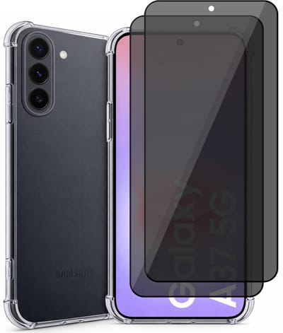 Hoesje geschikt voor Samsung Galaxy A37 – CrystalClear Back Cover – Schokbestendig – 2 Stuks Privacy Screenprotector Full Cover