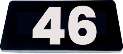 Nummerplaatje 46 - 80 x 50 x 1,6 mm - Zwart/wit - incl. 3M-tape | Nummerbordje - Deur en kamernummer - brievenbusnummers - Gratis verzending - 5 jaar garantie